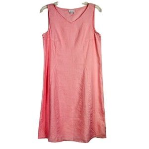 J Jill Love Linen Women XS Sleeveless Knee-Length V-Neck Flare Dress Blush Pink